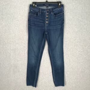 Calvin Klein Jeans Womens Size 29‎ Skinny Raw Frayed Hem Whiskers Faded Button